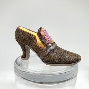 Collectible Miniature Shoe Decoration Brown and Pink